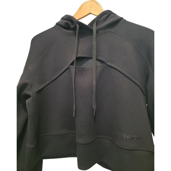 Lululemon Get Centered Crop Black Athleisure Pullover Hoodie Women's Sz 6 - Picture 6 of 9